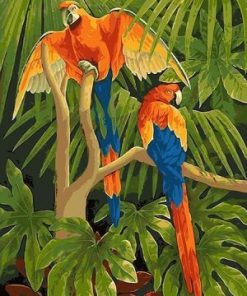 Macaw Parrots In The Jungle Paint By Number