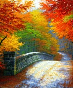 Maple Forest and Bridge Paint By Number