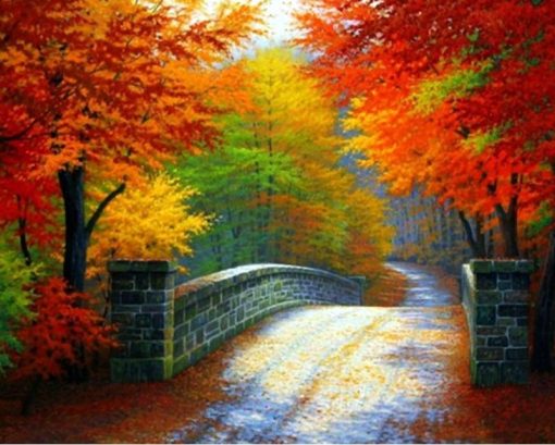 Maple Forest and Bridge Paint By Number