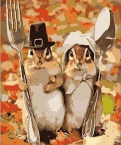 Mr and Mrs Squirrel Paint By Number