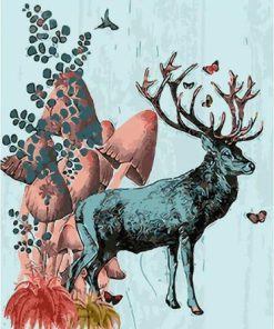 Mushrooms and Deer Paint By Number