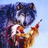 Native American and Wolf Paint By Number