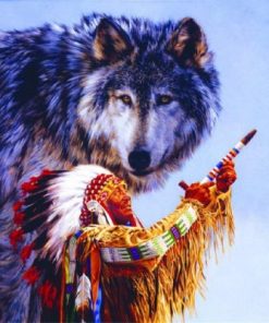 Native American and Wolf Paint By Number