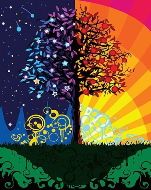 Night and Day Tree Paint By Number