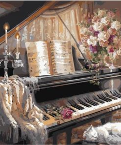 Piano and Rose Paint By Number