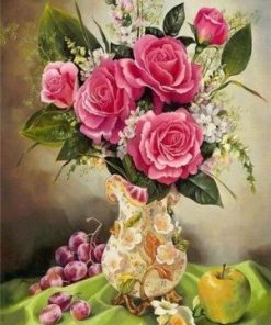 Pink Roses Vase Paint By Number