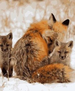 Red Foxes on Snow Paint By Number