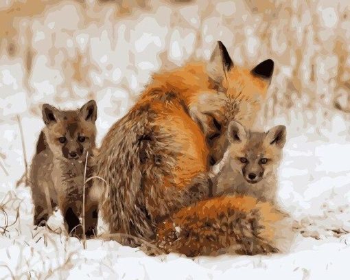 Red Foxes on Snow Paint By Number