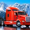 Red Semi Truck Paint By Number