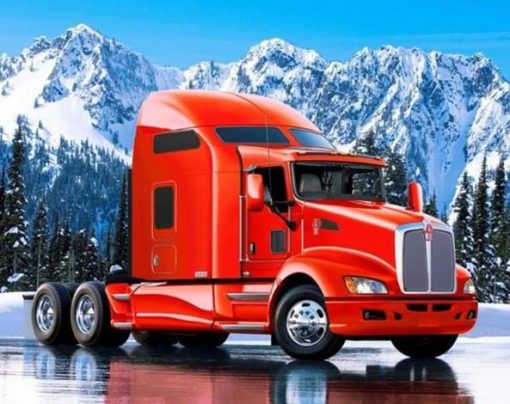 Red Semi Truck Paint By Number