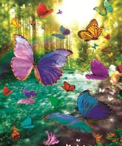 River and Butterflies Paint By Number