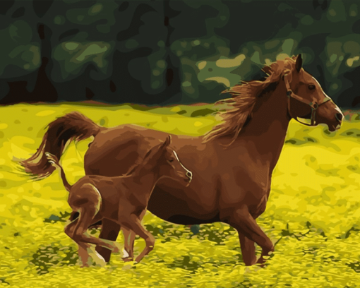 Running Brown Horses Paint By Number