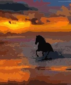 Running Horse On The Beach Paint By Number