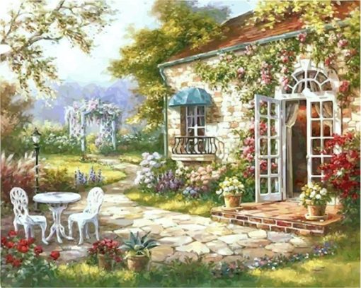 Rural House With Garden Paint By Number