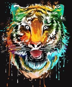 Splattered Tiger Head Paint By Number