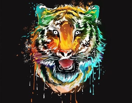 Splattered Tiger Head Paint By Number