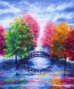 Trees and Bridge Paint By Number