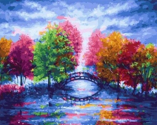 Trees and Bridge Paint By Number