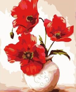 Vase of Red Flowers Paint By Number