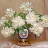 White Flowers In a Vase Paint By Number