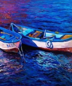 White and Blue Boats Paint By Number