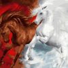 White and Brown Horses Paint By Number