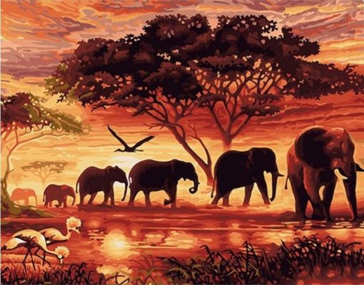 Wild Elephants Paint By Number