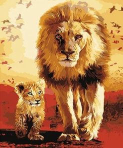 Wild Liond and His Cub Paint By Number