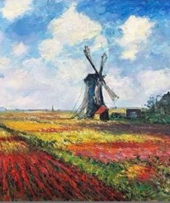 Windmill and Flowers Paint By Number