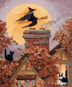 vintage halloween witch paint by number