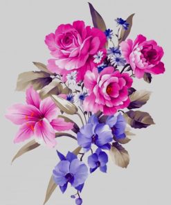 Pink And Purple Flowers paint by numbers