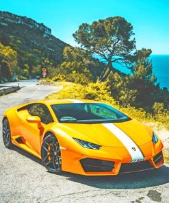 Yellow Lamborghini paint by numbers