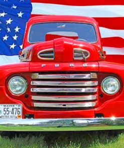 Old Truck And Flag paint by numbers