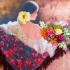 Woman Holding Flowers Bouquet paint by numbers