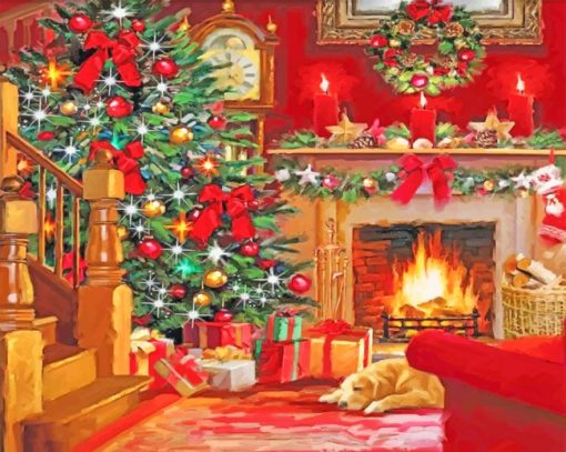 Aesthetic Christmas Fireplace Paint by numbers