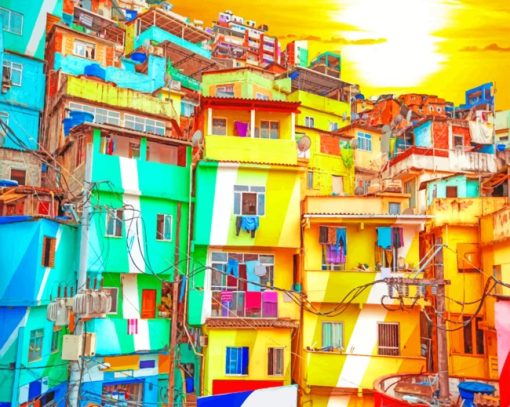 Colorful Houses paint by numbers