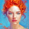 Red Head Beautiful Lady paint by numbers