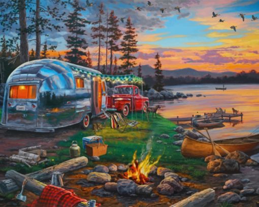 Forest Camping Nature paint by numbers