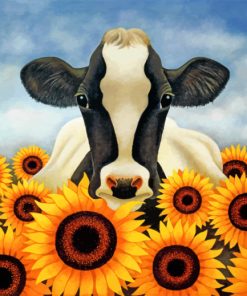 cow with sunflowers paint by numbers