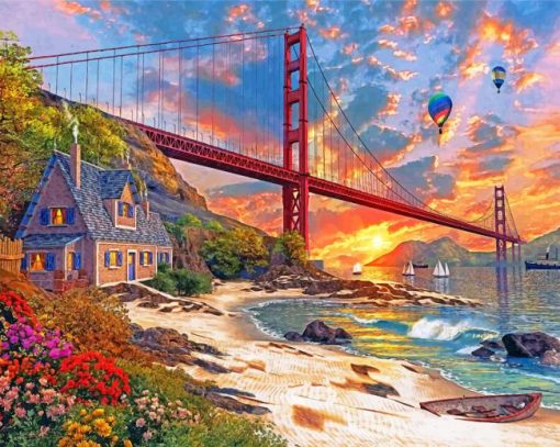 sunset at golden gate paint by numbers