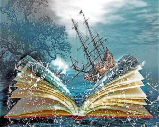 Fantasy Sea Book Ship paint by number