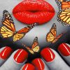 Red Lips And Butterflies paint by numbers