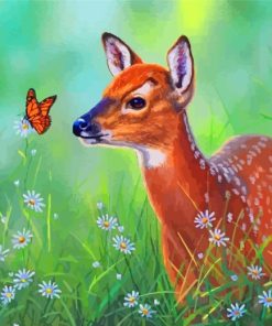 Deer And Butterfly Paint by numbers