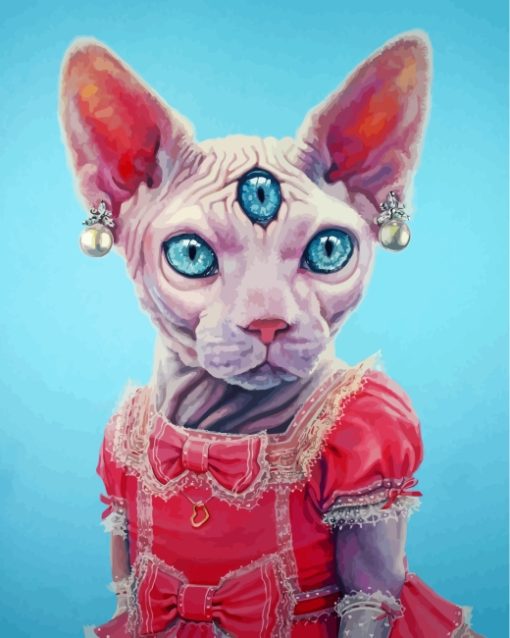 Sphinx Cat In Dress Paint by numbers