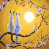 Siamese Cats Nestled In Golden Sakura paint by numbers