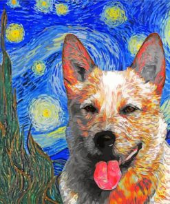 cattle-dog-Red-Heeler-starry-night-paint-by-number