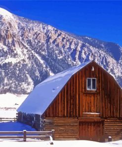 Barn Winter Scene paint by number