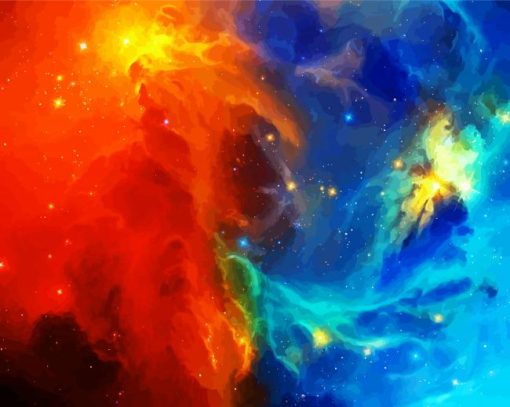 Blue And Red Galaxy paint by number