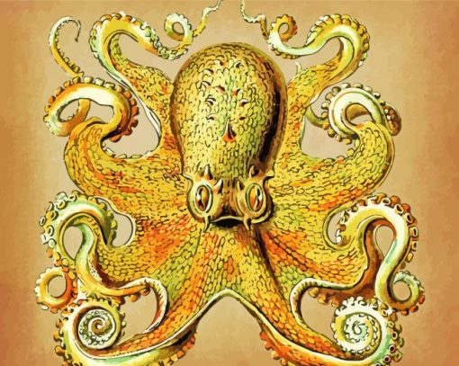 Golden Octopus Art paint by number