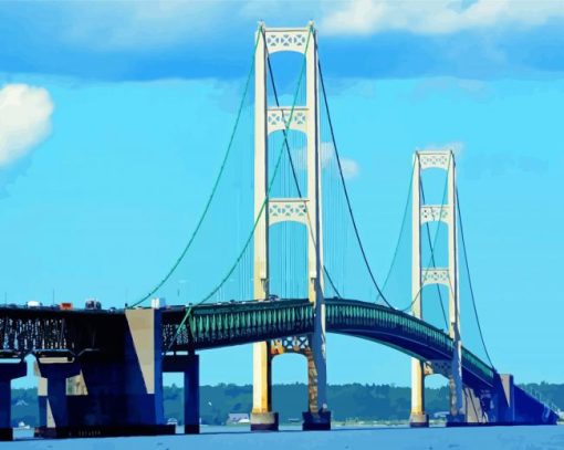 Mackinac Bridge Michigan paint by number